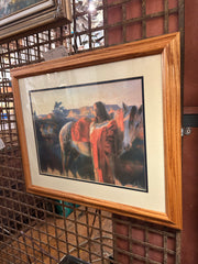 Wall Art, Artist Unknown, Framed Print, Native American and Horse, sku: 032907