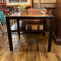 Edward Wormley for Dunbar, Two Tier End Table with Brass Detail on Feet, Mahogany, sku: 032905