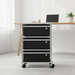 USM Haller Storage Pedestal, Three Drawer, Black, Swiss, sku: 032913
