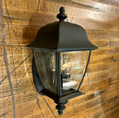 Exterior Wall Light, Three Candlelight, Iron Finished Metal, Beveled Glass, Traditional, sku: 032914