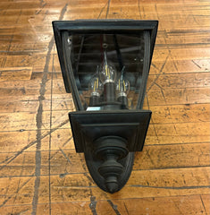Exterior Wall Light, Three Candlelight, Iron Finished Metal, Beveled Glass, Traditional, sku: 032914