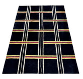 Radici Pietro Wool Plaid Rug in Black, Gold, Rust, Ivory, Taupe, sku: 032916