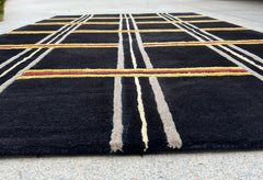 Radici Pietro Wool Plaid Rug in Black, Gold, Rust, Ivory, Taupe, sku: 032916