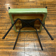 Vintage Mid Century Modern Child's Chair, Green Vinyl, Steel Rod Arms, Legs, sku: 032919