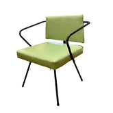 Vintage Mid Century Modern Child's Chair, Green Vinyl, Steel Rod Arms, Legs, sku: 032919