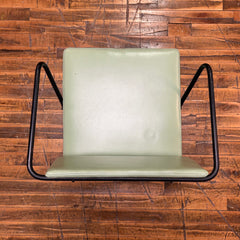 Vintage Mid Century Modern Child's Chair, Green Vinyl, Steel Rod Arms, Legs, sku: 032919
