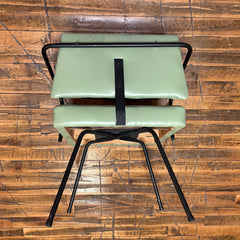 Vintage Mid Century Modern Child's Chair, Green Vinyl, Steel Rod Arms, Legs, sku: 032919