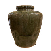 Ceramic Vase, Olive Green, Crackle Finish, Artist Signed, sku: 032923