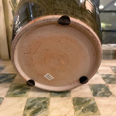 Ceramic Vase, Olive Green, Crackle Finish, Artist Signed, sku: 032923