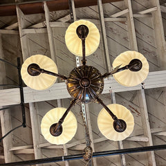 Kichler Brass Chandelier with Five Opaque Globes, Ornate, sku: 032584