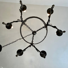 Chandelier, Gothic Style, Pewter Finish, Six Candlesticks, sku: 032929