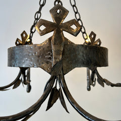 Chandelier, Gothic Style, Pewter Finish, Six Candlesticks, sku: 032929