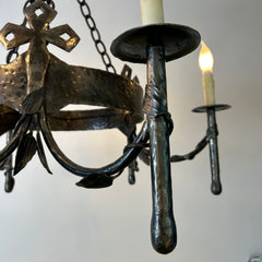 Chandelier, Gothic Style, Pewter Finish, Six Candlesticks, sku: 032929