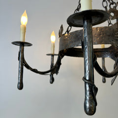 Chandelier, Gothic Style, Pewter Finish, Six Candlesticks, sku: 032929