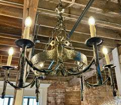 Chandelier, Gothic Style, Pewter Finish, Six Candlesticks, sku: 032929