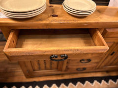 Pinewood Hutch Bookshelf Top, 5 Drawers, 2 Lowers Cabinets, Sku: 025903