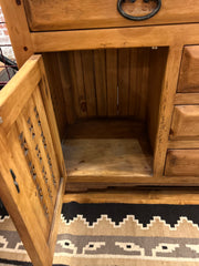 Pinewood Hutch Bookshelf Top, 5 Drawers, 2 Lowers Cabinets, Sku: 025903