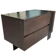 Anton Prulx Night Stand, Bedside Cabinetd, Solid Wood, Steel Frame, Two Drawers, Pair