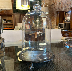 Large Glass Cloche, Metal Base, Claw Feet, sku: 032943