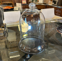 Large Glass Cloche, Metal Base, Claw Feet, sku: 032943