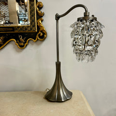 Table Lamp, Crystal Teardrop Shade, Brushed Silver Base, 032940