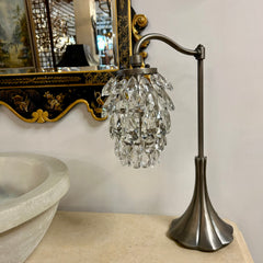 Table Lamp, Crystal Teardrop Shade, Brushed Silver Base, 032940