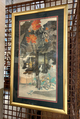 Asian Print, Ducks and Water Lilies in Gold Frame, sku: 032949