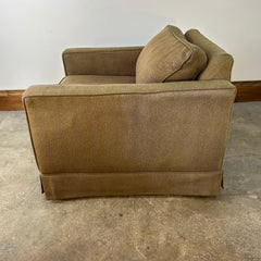 Brown Herringbone Lounge Chair with Track Arms and Skirted Detail, sku: 032956