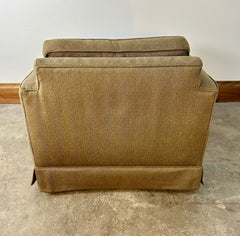 Brown Herringbone Lounge Chair with Track Arms and Skirted Detail, sku: 032956