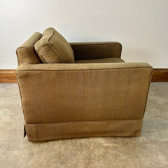 Brown Herringbone Lounge Chair with Track Arms and Skirted Detail, sku: 032956