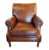 Leather Club Chair, Rolled Arms and Back, sku: 032955