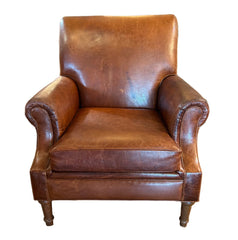 Leather Club Chair, Rolled Arms and Back, sku: 032955