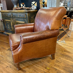 Leather Club Chair, Rolled Arms and Back, sku: 032955