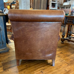 Leather Club Chair, Rolled Arms and Back, sku: 032955