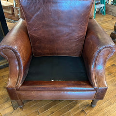 Leather Club Chair, Rolled Arms and Back, sku: 032955