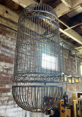 Large Capsule Shaped Birdcage, Iron, Vintage, sku: 032740