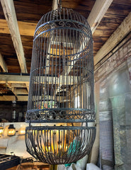 Large Capsule Shaped Birdcage, Iron, Vintage, sku: 032740