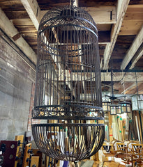 Large Capsule Shaped Birdcage, Iron, Vintage, sku: 032740