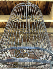 Large Capsule Shaped Birdcage, Iron, Vintage, sku: 032740