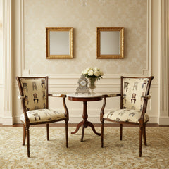 Pair of Accent Chairs, Louis XVI, "Chair" Motif on Upholstery, Sku: 032961