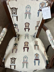 Pair of Accent Chairs, Louis XVI, "Chair" Motif on Upholstery, Sku: 032961