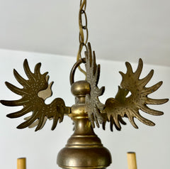 Chapman Brass Chandelier, Wing Motif and Faceted Globe Detail, Sku: 032968