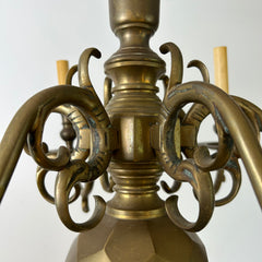 Chapman Brass Chandelier, Wing Motif and Faceted Globe Detail, Sku: 032968