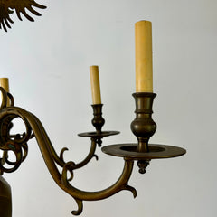 Chapman Brass Chandelier, Wing Motif and Faceted Globe Detail, Sku: 032968