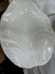 Chandelier, Murano Glass White Leaves, Brass Frame, Sku: 032981