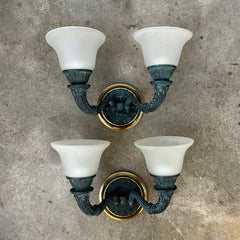 Corbett Lighting Wall Sconces, Two-Arm, Frosted Glass Shades, Pair, Sku: 032975