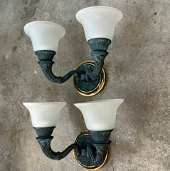 Corbett Lighting Wall Sconces, Two-Arm, Frosted Glass Shades, Pair, Sku: 032975