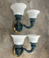 Corbett Lighting Wall Sconces, Two-Arm, Frosted Glass Shades, Pair, Sku: 032975