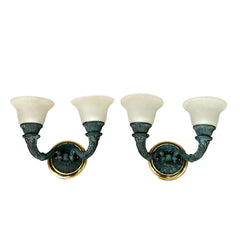 Corbett Lighting Wall Sconces, Two-Arm, Frosted Glass Shades, Pair, Sku: 032975