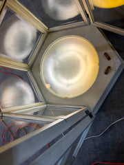 Curio Cabinet, Hexagon, Three Shelves, Beveled Glass with Lighting, Sku: 032967